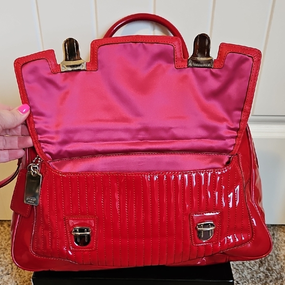 Coach 2011 Red Patent Leather Quilted Satchel - Picture 7 of 13